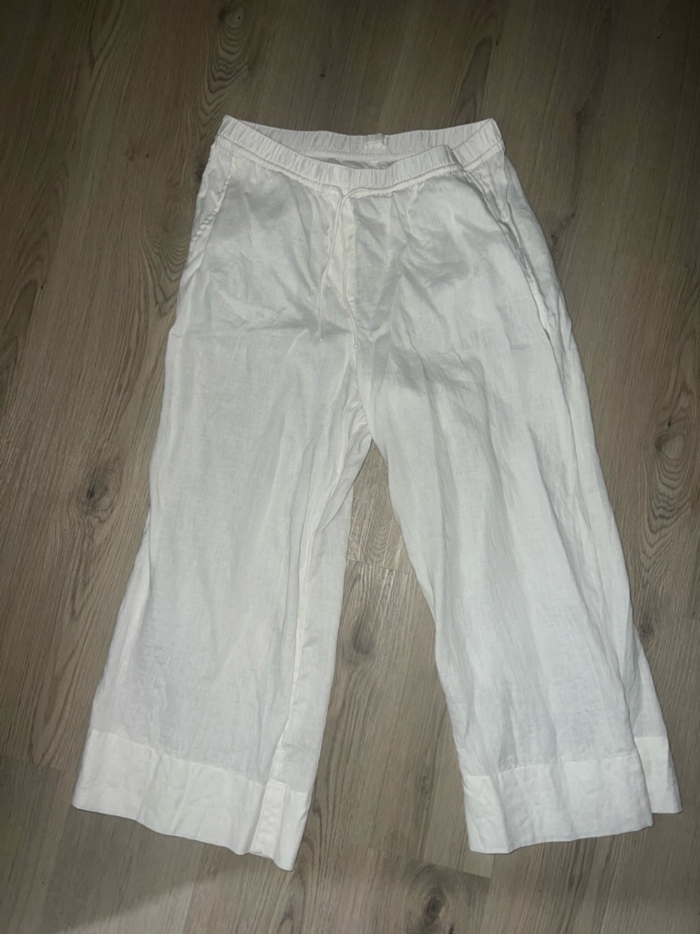 ARKET 100% Linen Drawstring Pants White Size M Lightweight Summer